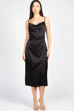 Inmod Deanna Satin Midi Slip Dress Fashion