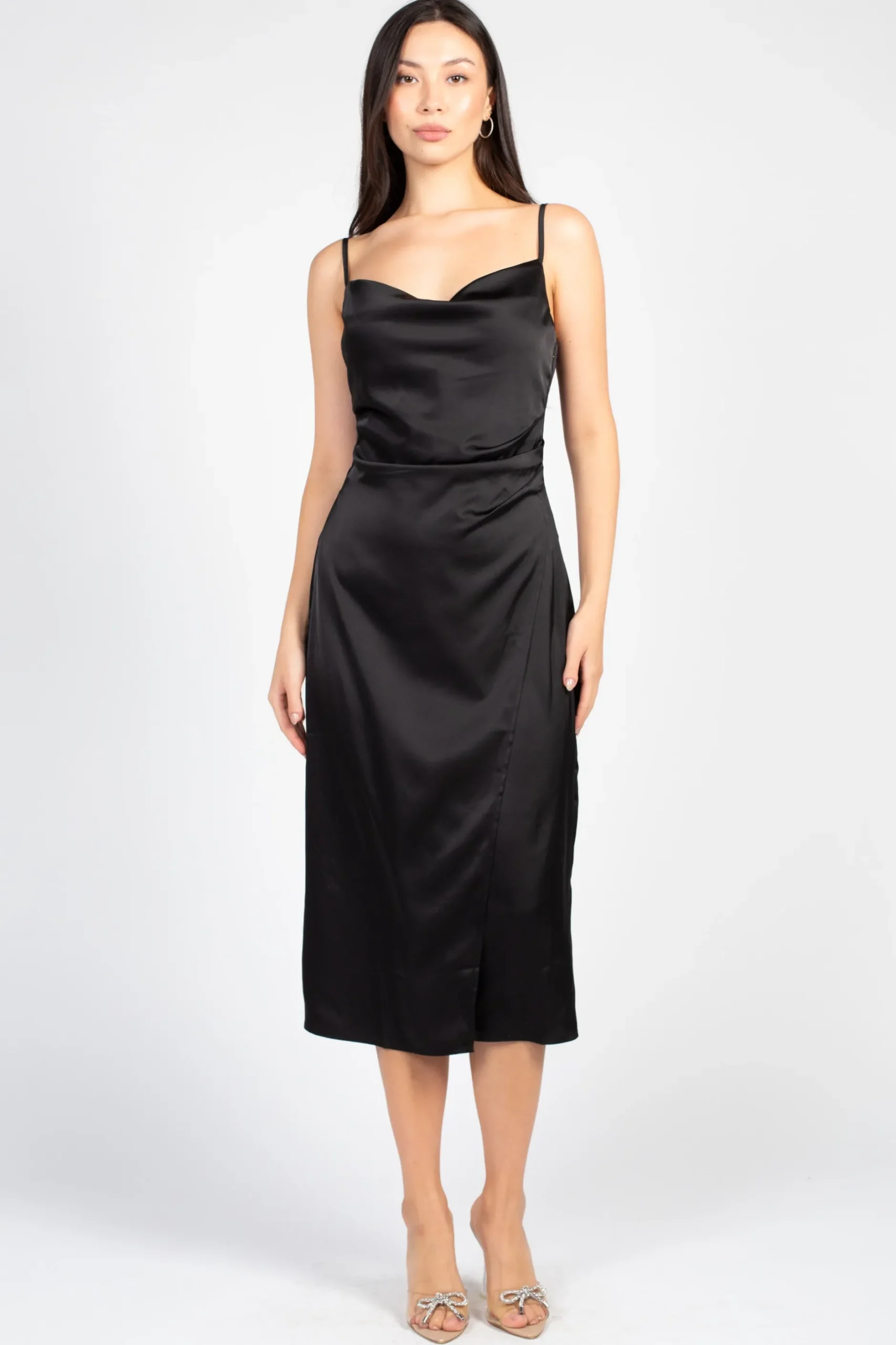 Inmod Deanna Satin Midi Slip Dress Fashion
