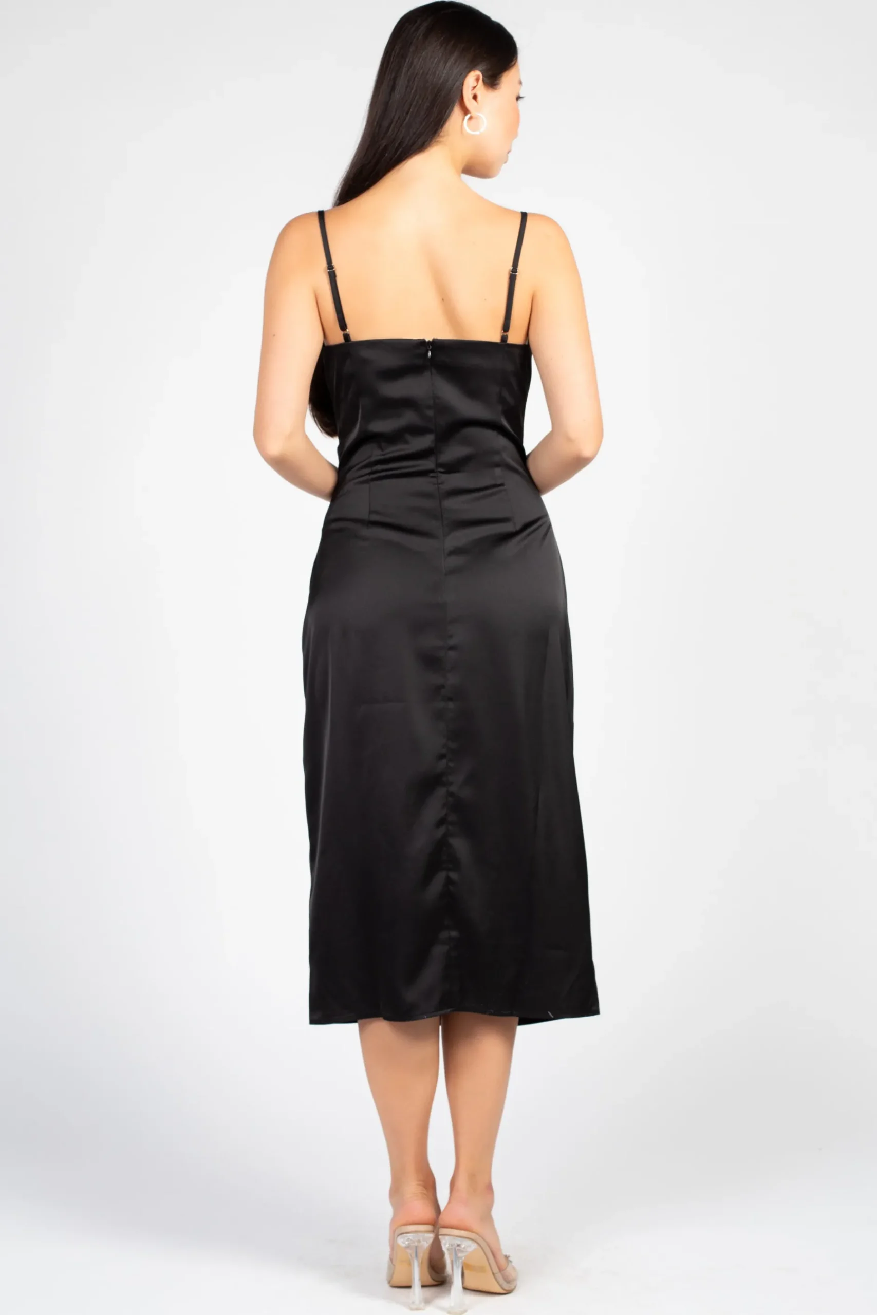 Inmod Deanna Satin Midi Slip Dress Fashion