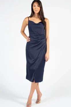 Inmod Deanna Satin Midi Slip Dress Fashion