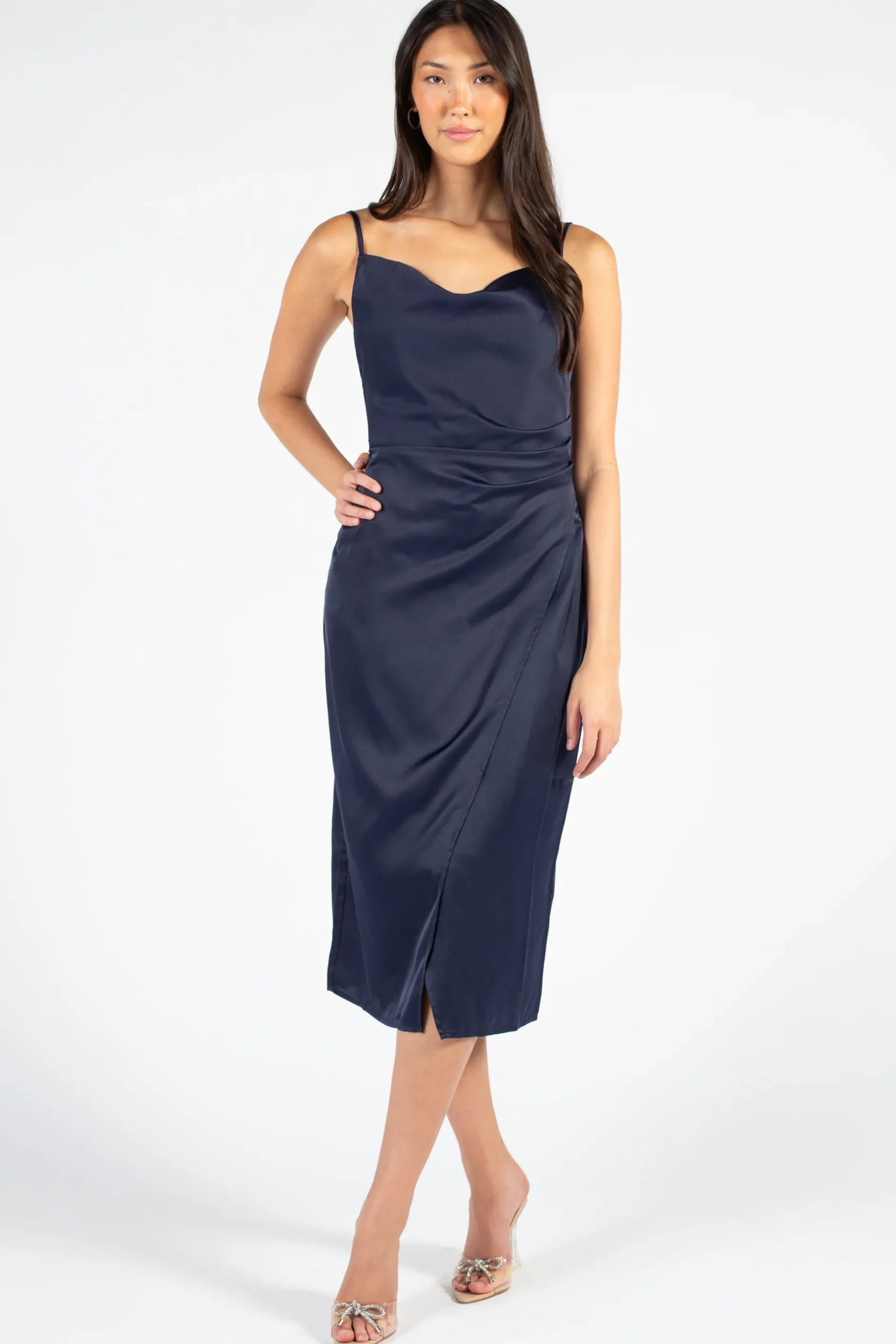 Inmod Deanna Satin Midi Slip Dress Fashion
