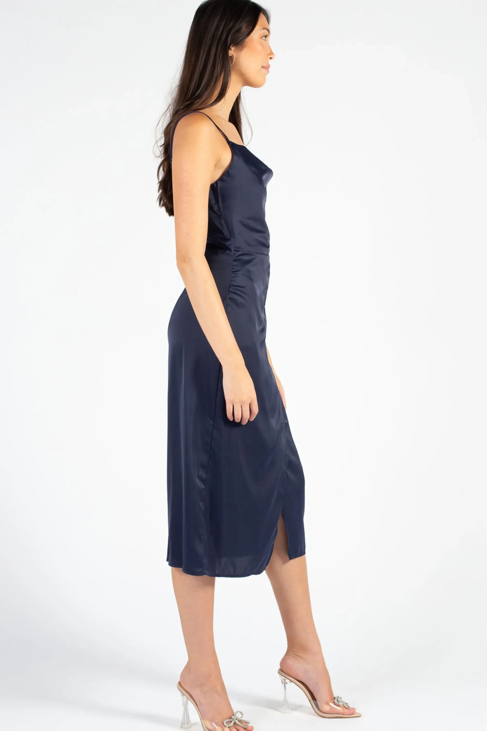 Inmod Deanna Satin Midi Slip Dress Fashion