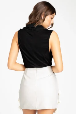 Chelsea Dorothea Sleeveless Drapey Chiffon Bodysuit Fashion
