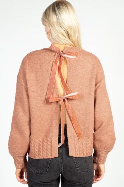 Papermoon Edith Open Bow Back Knit Sweater Mauve Online