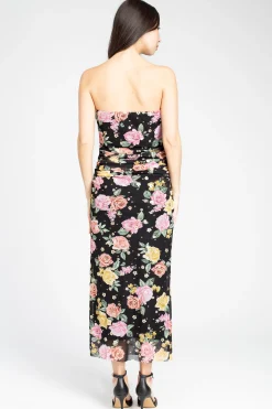 Dress Forum Elise Floral Ruched Maxi Dress Black Clearance