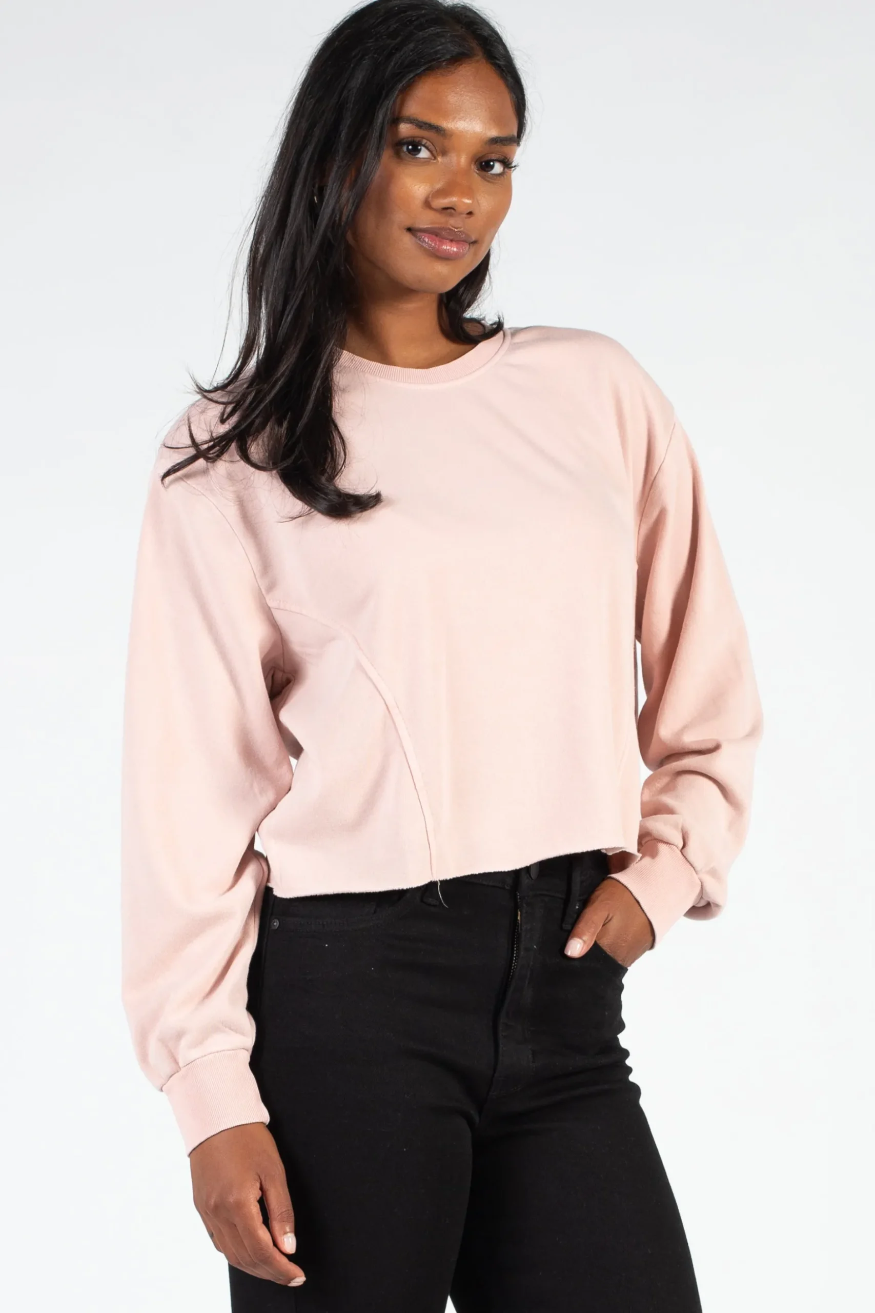 Double Zero Ember Raw Hem Sweatshirt Discount