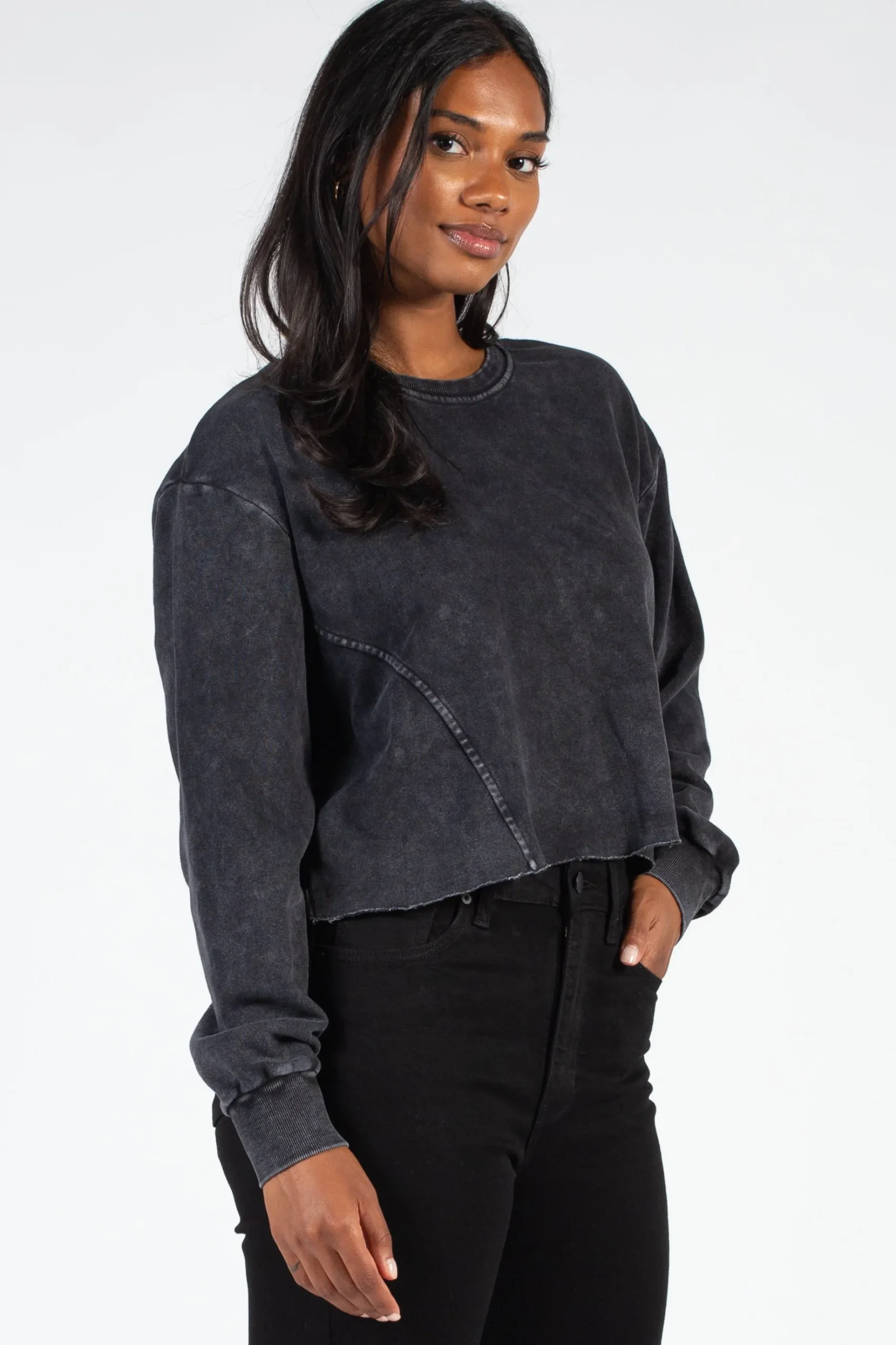 Double Zero Ember Raw Hem Sweatshirt Discount