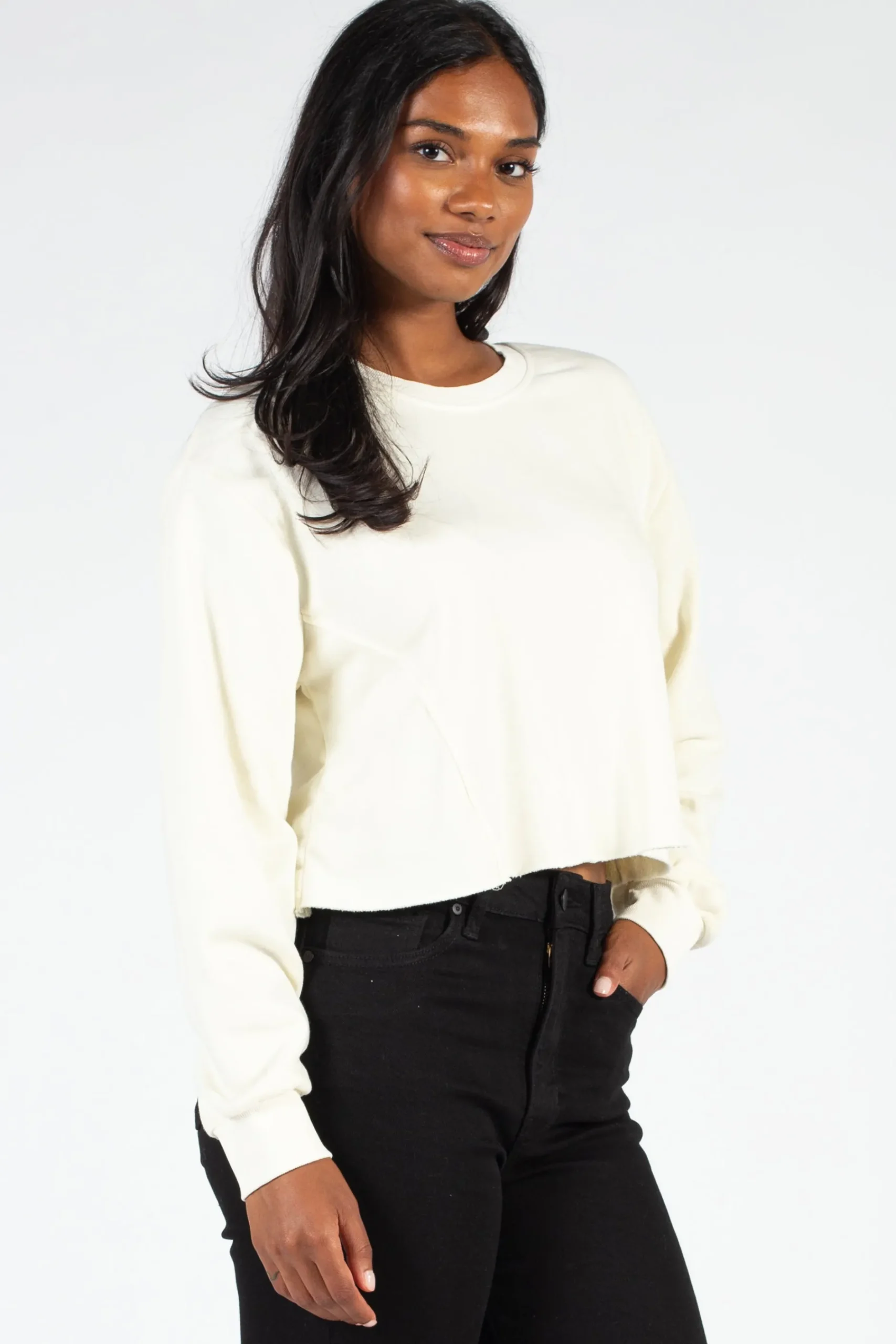 Double Zero Ember Raw Hem Sweatshirt Discount