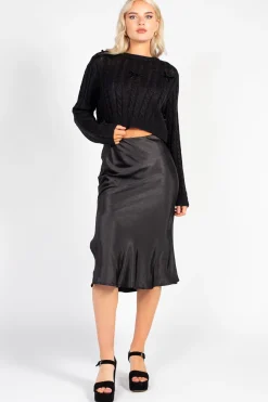 Love Tree Emmeline Cable Knit Bow Sweater Hot