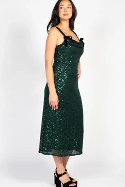 Le Lis Ever Elegance Sequin Midi Dress Green Hot