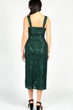 Le Lis Ever Elegance Sequin Midi Dress Green Hot