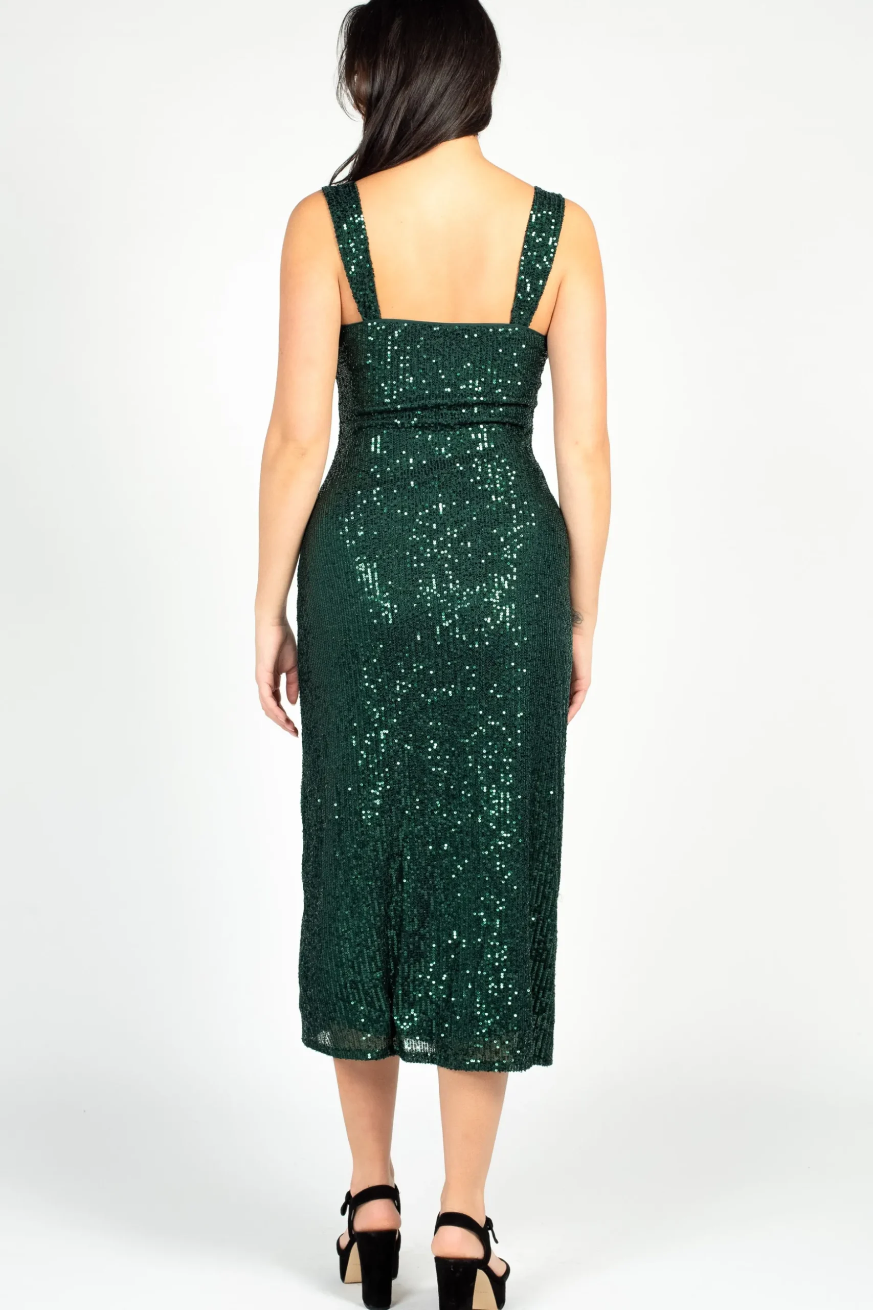 Le Lis Ever Elegance Sequin Midi Dress Green Hot