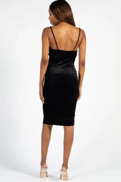 Lovely Day Evie Velvet Fitted Midi Dress New