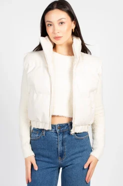 36pointS Francesca Vegan Leather Puffer Vest Discount