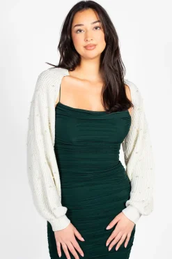 Love Tree Freya Pearl Embellished Shrug White Fashion