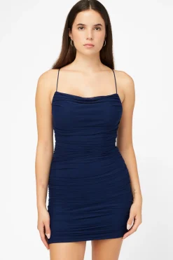 klesis Gweny Mesh Ruched Mini Dress Fashion