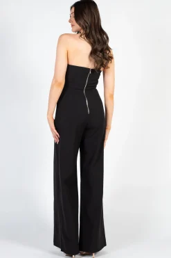 Luxxel Haven Strapless Split Leg Jumpsuit Black Best