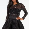 Chelsea Holly Tie Waist Taffeta Mini Skirt Black Discount