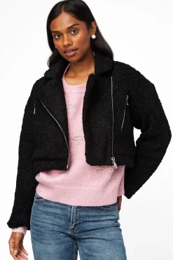 Privy Honey Teddy Crop Moto Jacket Fashion