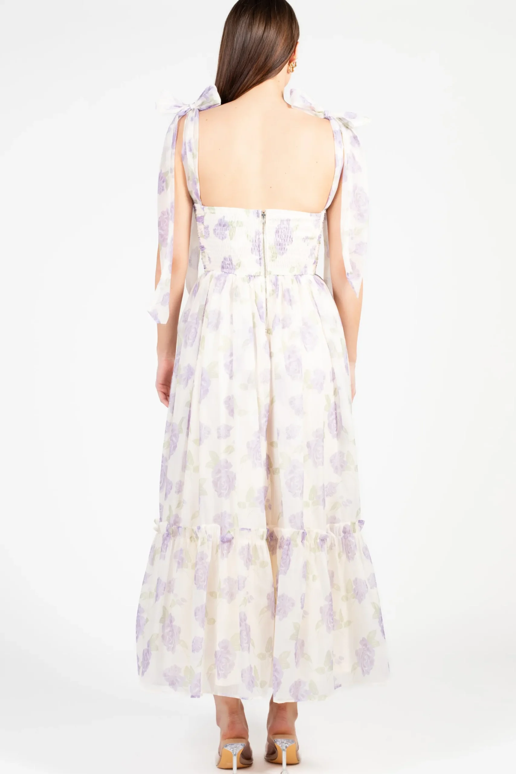 Mable Hyacinth Tie Strap Floral Tiered Maxi Dress Online