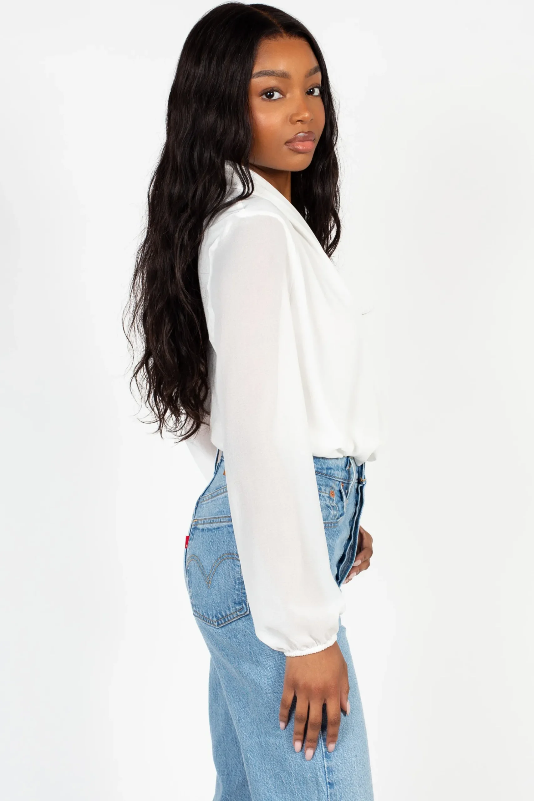 Chelsea Isla Long Sleeve Chiffon Bodysuit Hot
