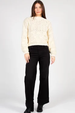 HYFVE Ivy Textured Knit Sweater Cream Fashion