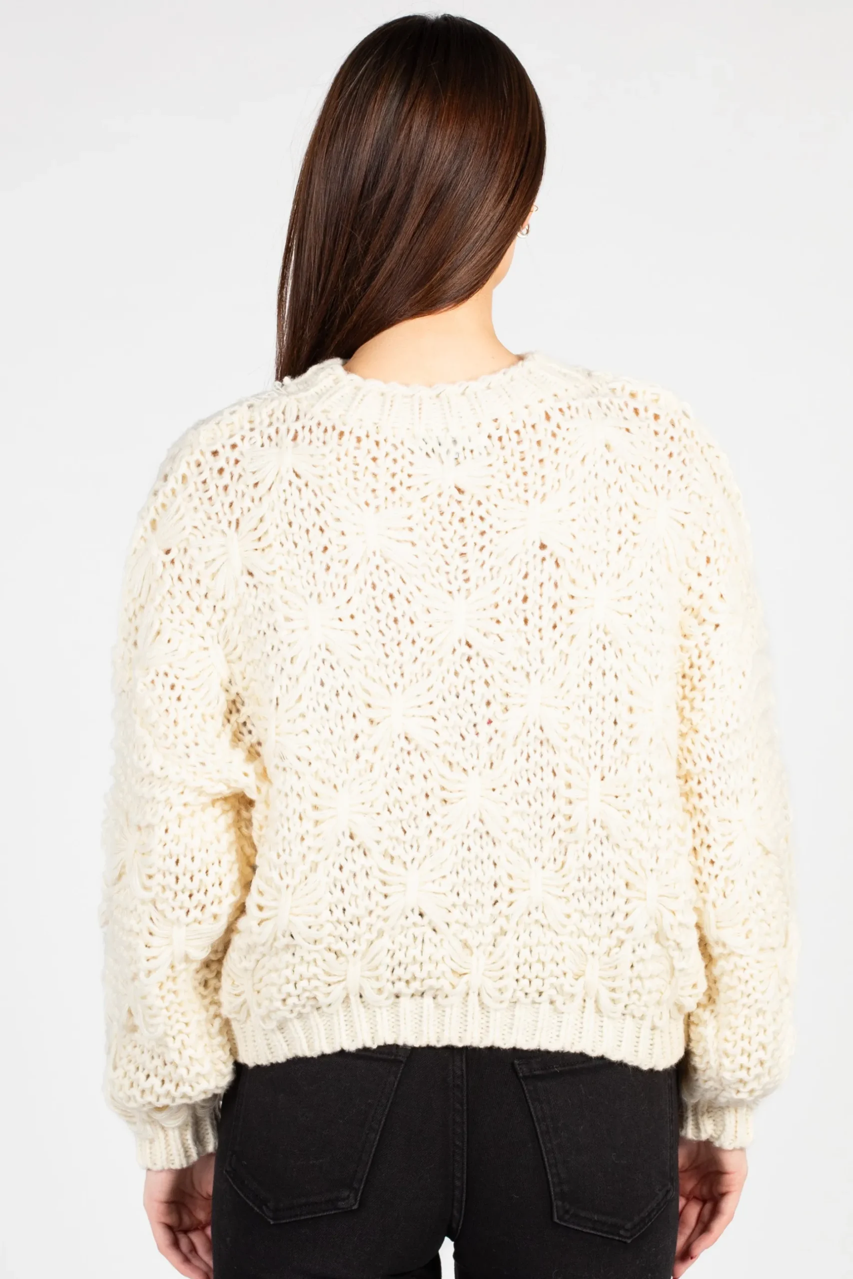 HYFVE Ivy Textured Knit Sweater Cream Fashion