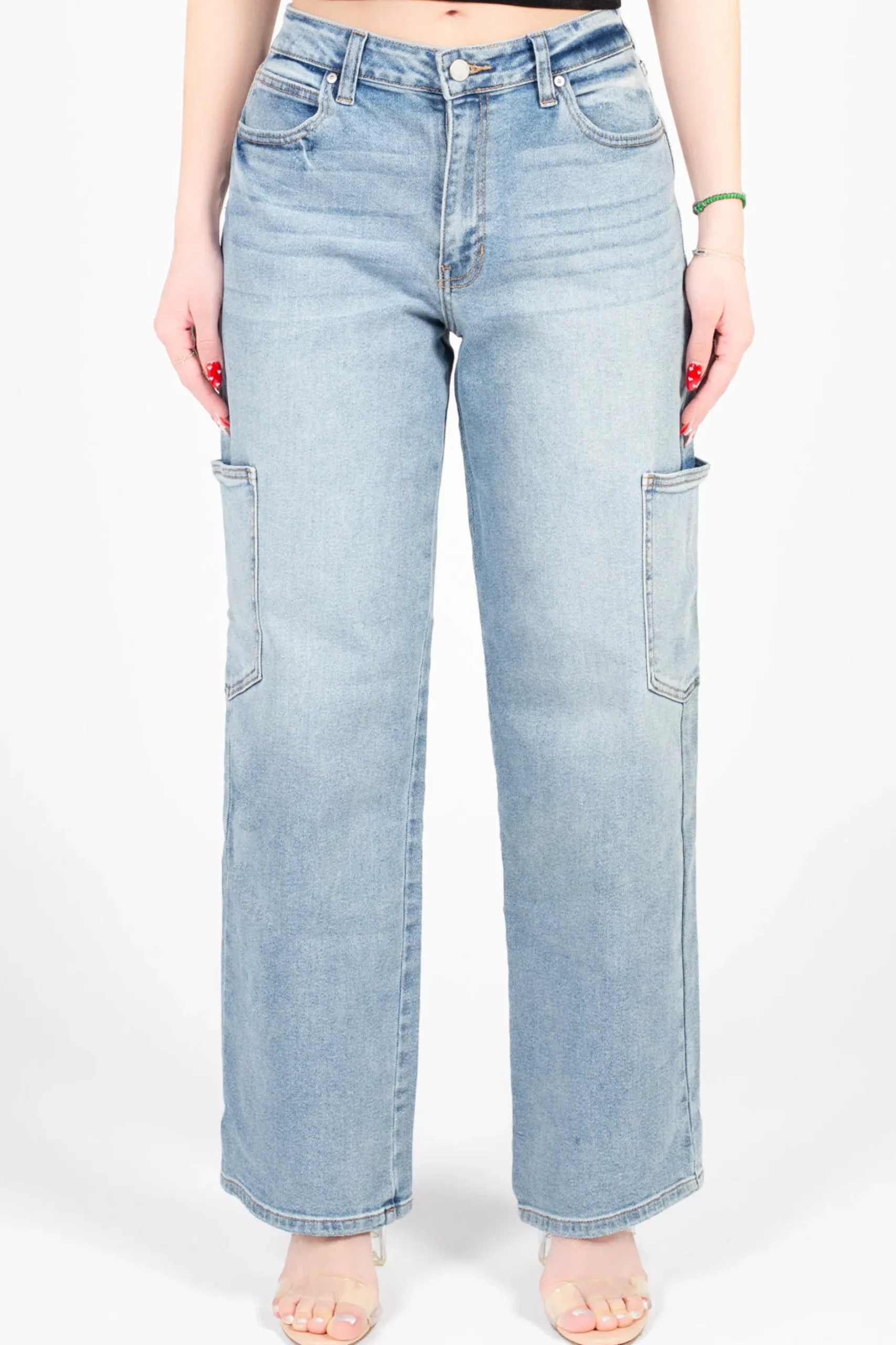 Just Black Denim Cargo Straight Leg Jeans LightDenim Online