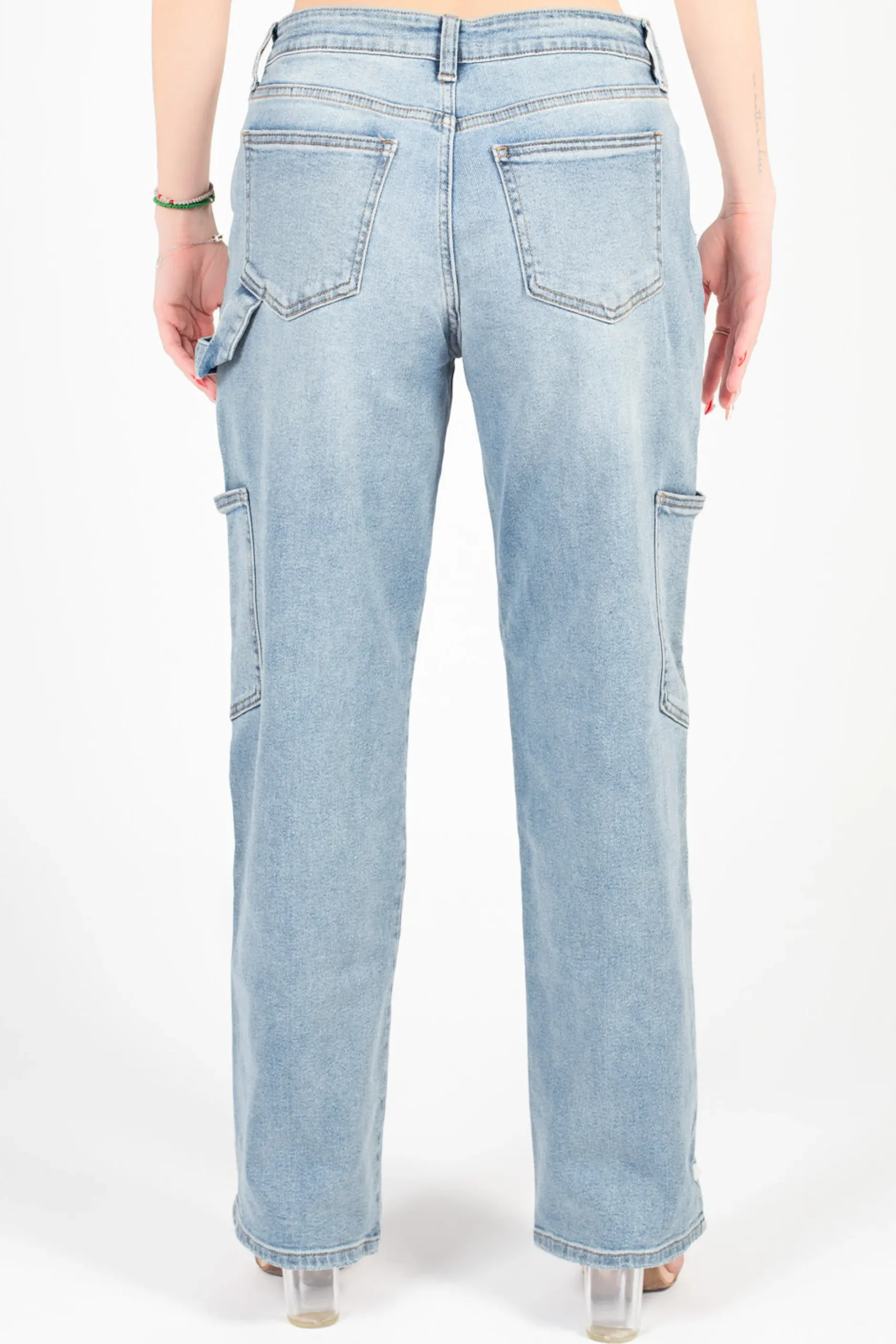 Just Black Denim Cargo Straight Leg Jeans LightDenim Online