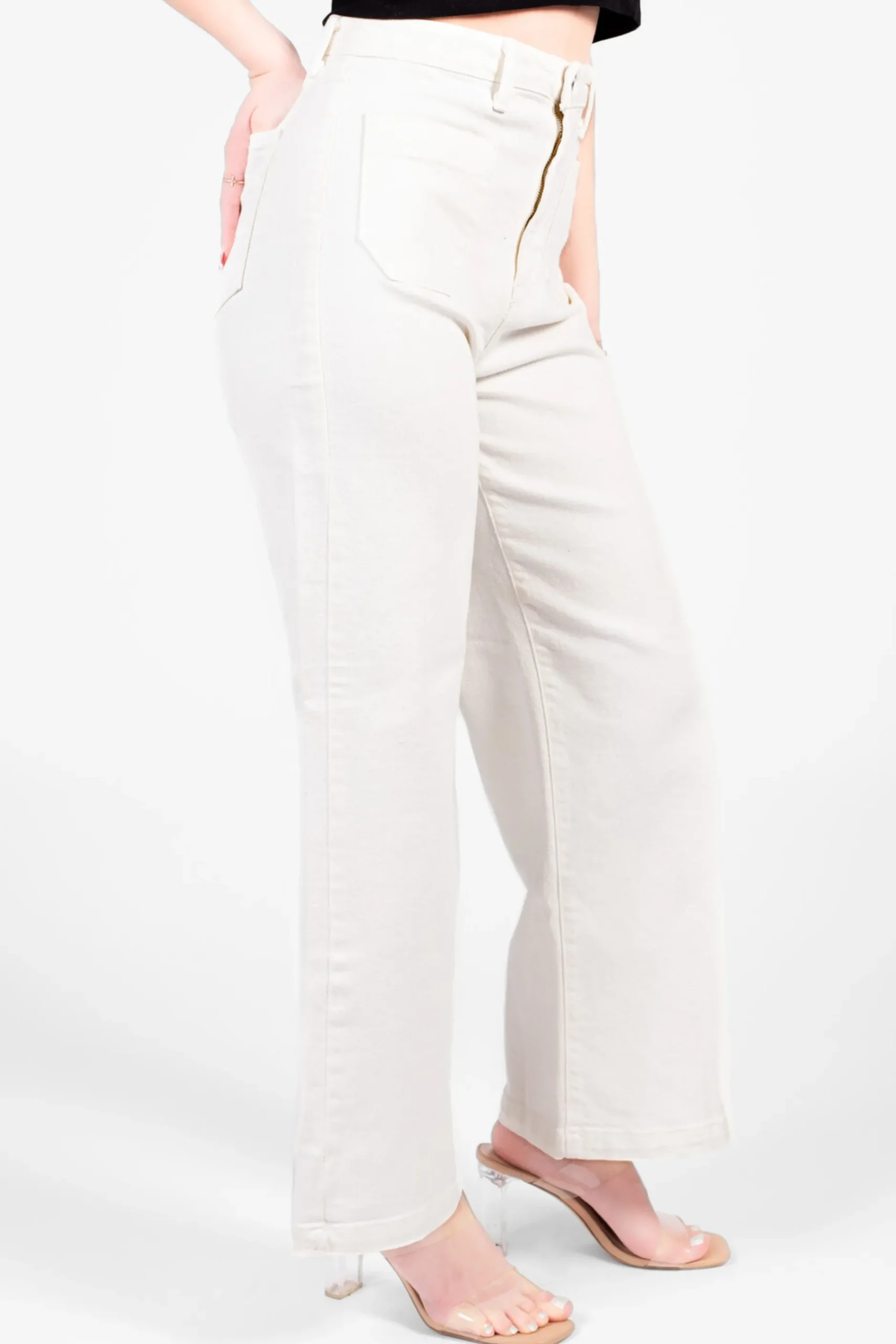 Just Black Denim Patch Pocket Wide Leg OffWhite Online