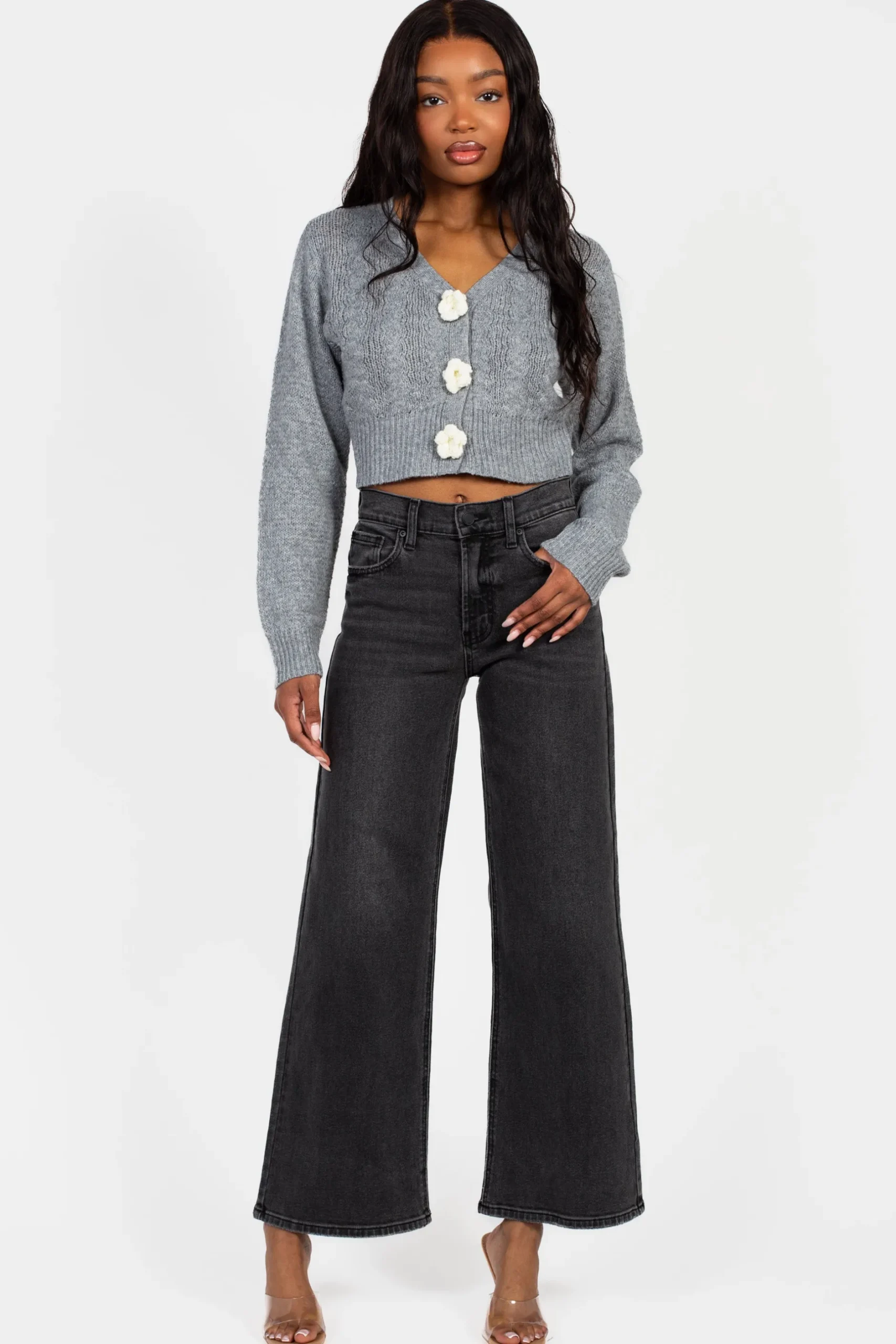 Just Black Denim Relaxed Vintage Straight Jeans DenimWashedGrey Clearance