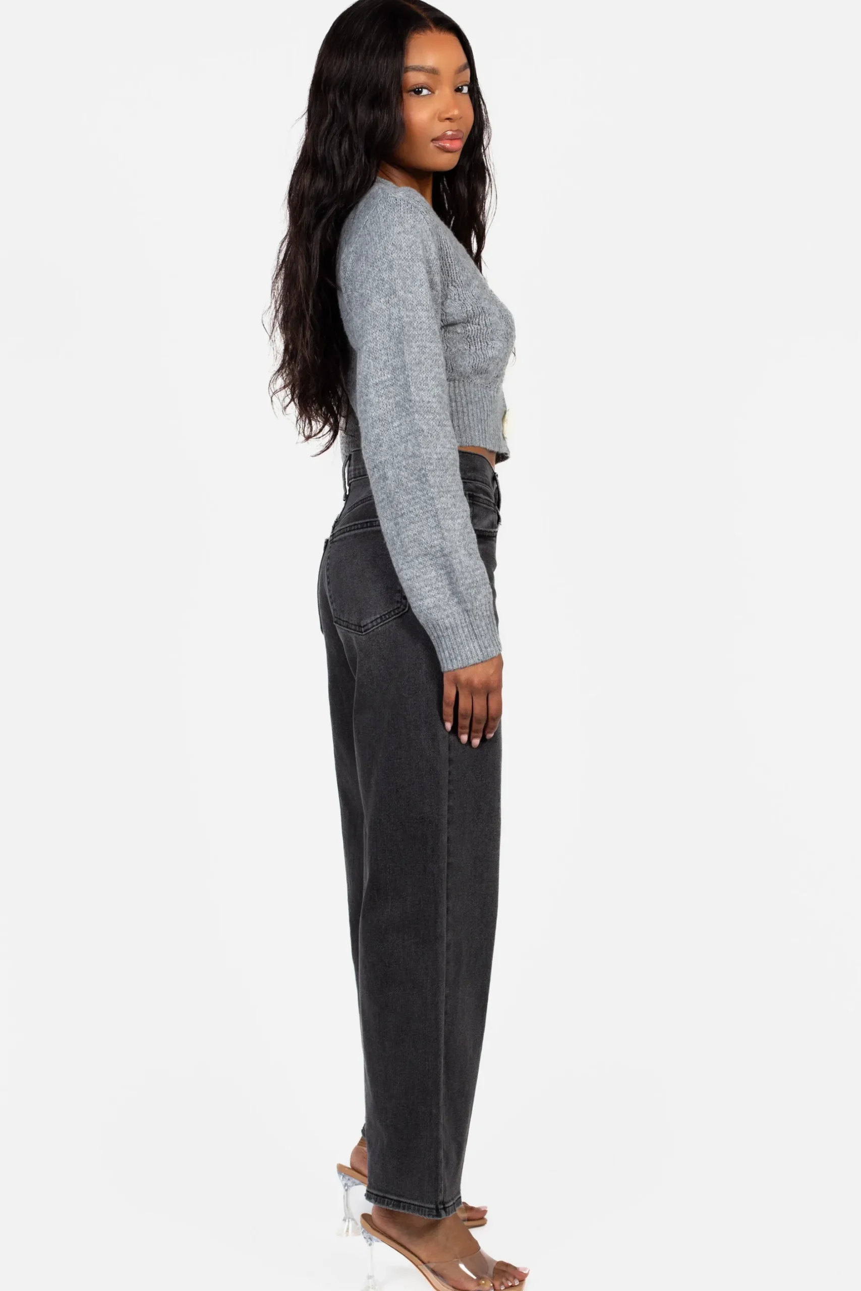 Just Black Denim Relaxed Vintage Straight Jeans DenimWashedGrey Clearance
