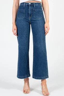Just Black Denim Just Black Patch Pocket Wide Leg Jeans DarkDenim Outlet
