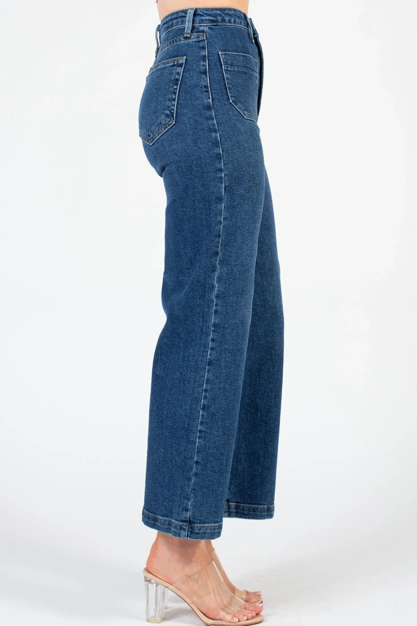 Just Black Denim Just Black Patch Pocket Wide Leg Jeans DarkDenim Outlet