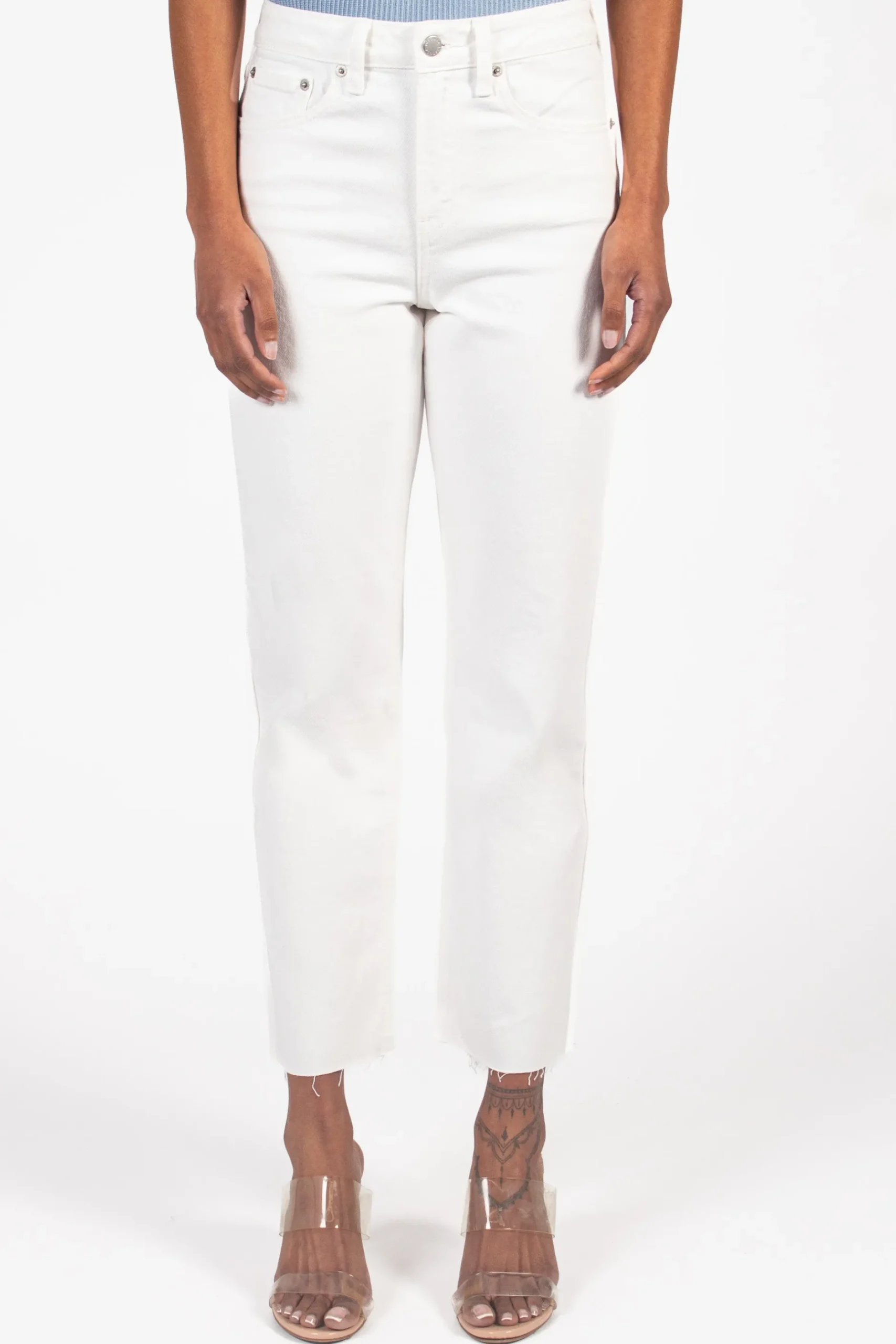 Just USA Hem Detail Straight Jeans White Fashion
