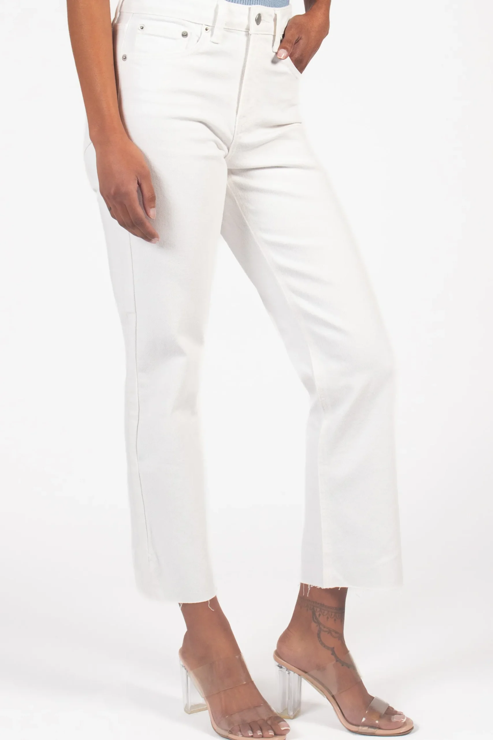 Just USA Hem Detail Straight Jeans White Fashion