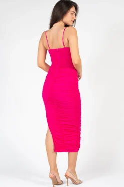 Privy Kaia Ruched Mesh Midi Dress Discount