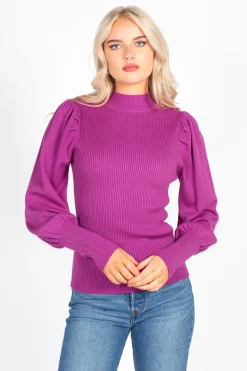 thinkable Kayla Ribbed Knit Puff Sleeve Sweater Discount