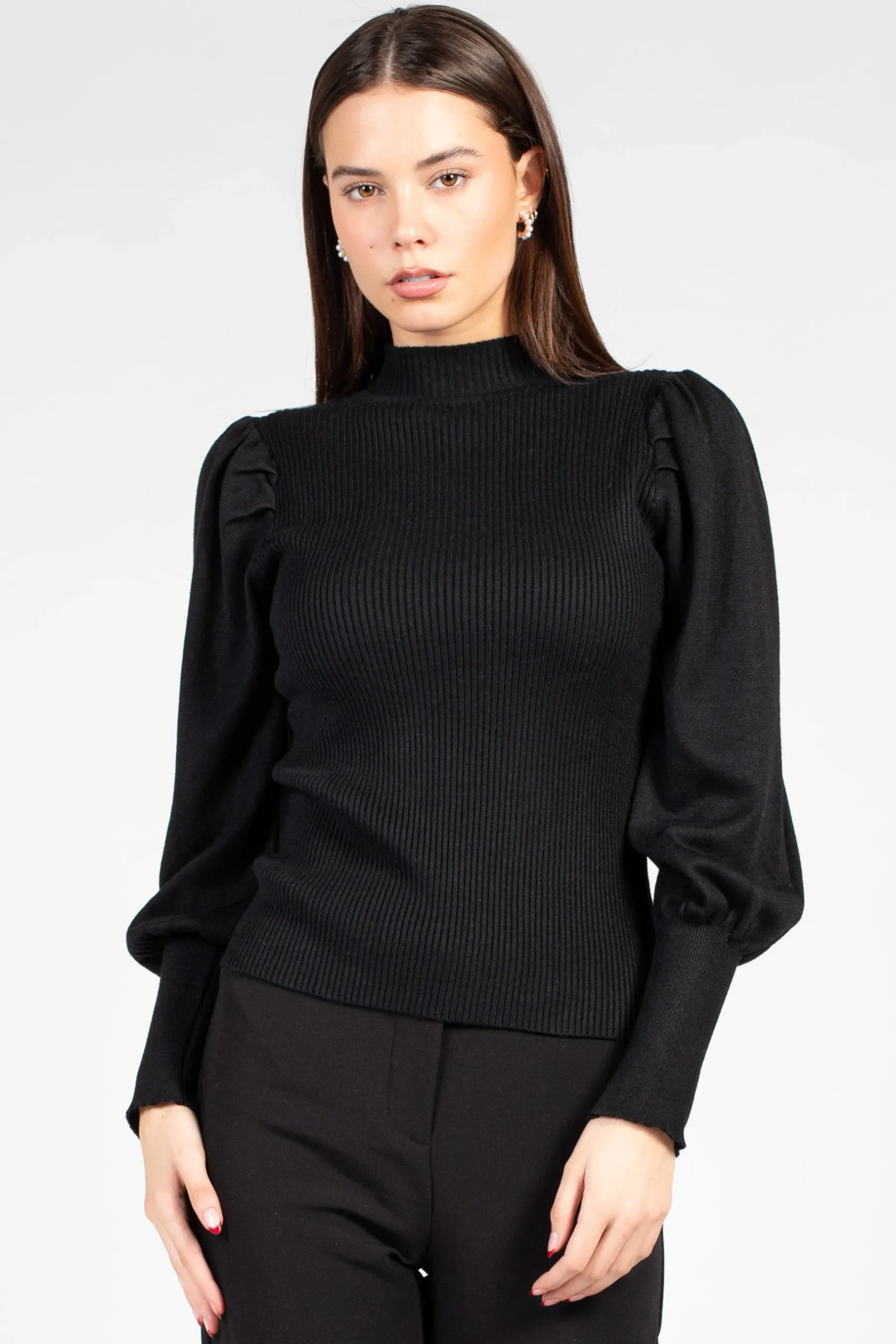 thinkable Kayla Ribbed Knit Puff Sleeve Sweater Discount