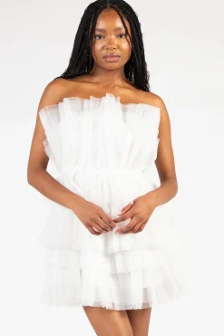 Chelsea Kendall Tulle Layered Mini Dress White Online