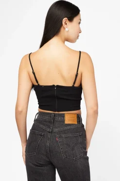 Privy Kenny Feather Trim Crop Bustier Black Outlet