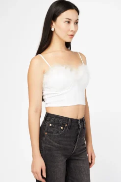 Privy Kenny Feather Trim Crop Bustier Black Outlet