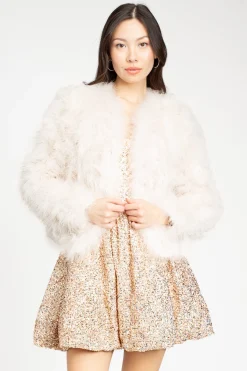 La Marque Deora Feather Jacket Ivory Outlet
