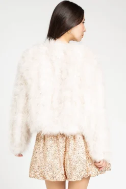 La Marque Deora Feather Jacket Ivory Outlet