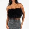 La Marque Zaina Feather Bustier Black New