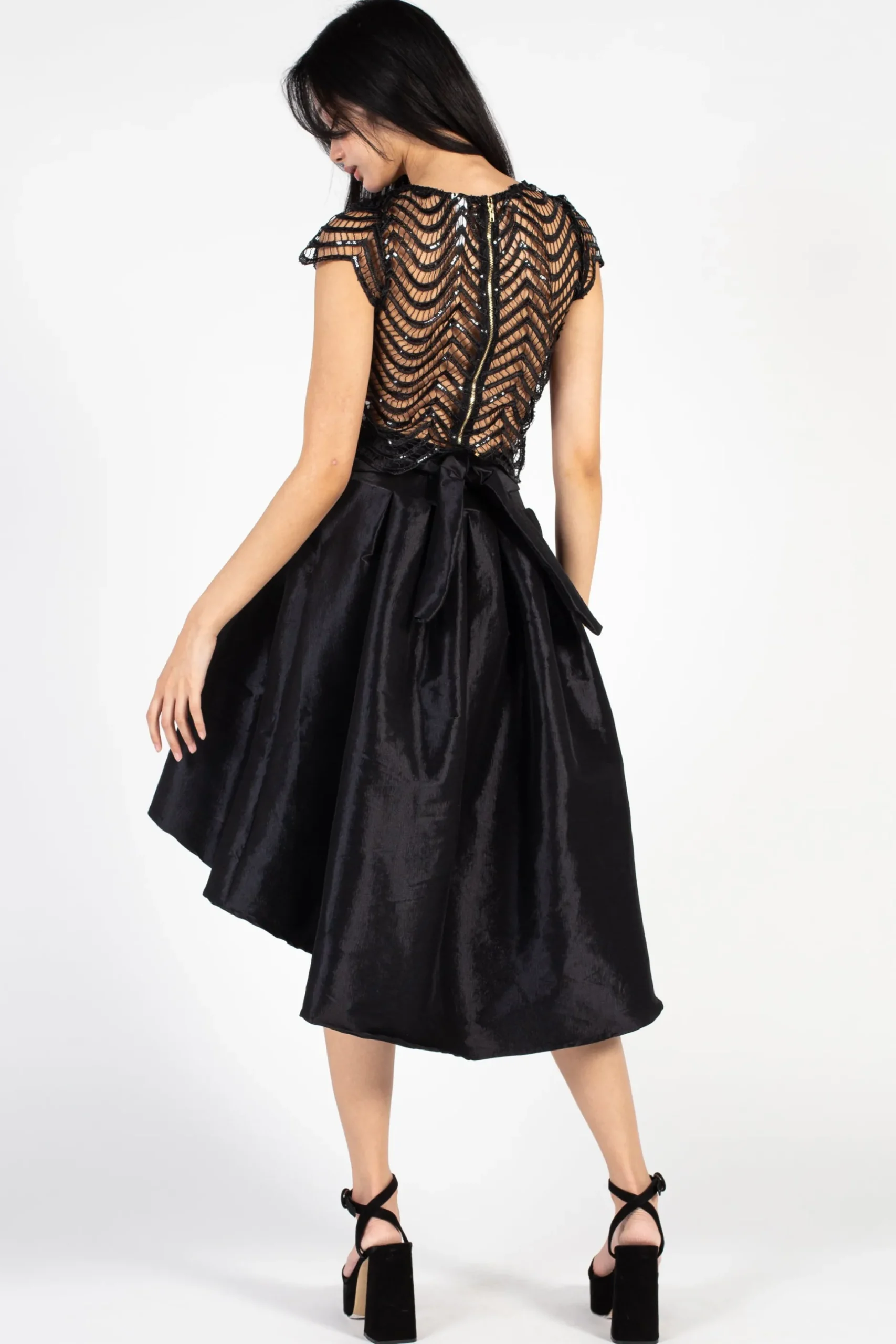 Love Song Lara Crochet Sequin Blouse Black Fashion