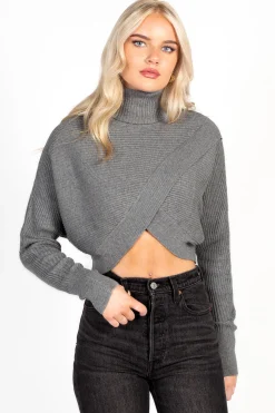 thinkable Laurel Turtleneck Cross Over Sweater Hot