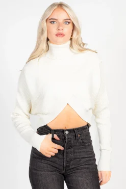 thinkable Laurel Turtleneck Cross Over Sweater Hot