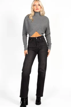 thinkable Laurel Turtleneck Cross Over Sweater Hot