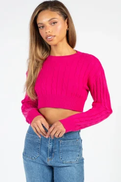 thinkable Laurent Crop Knit Sweater Hot